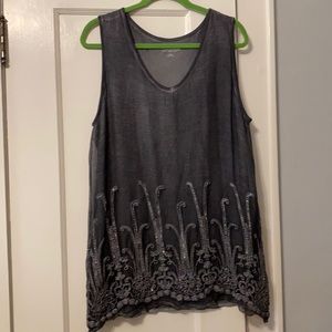 Silk overlay beaded sleeveless tunic